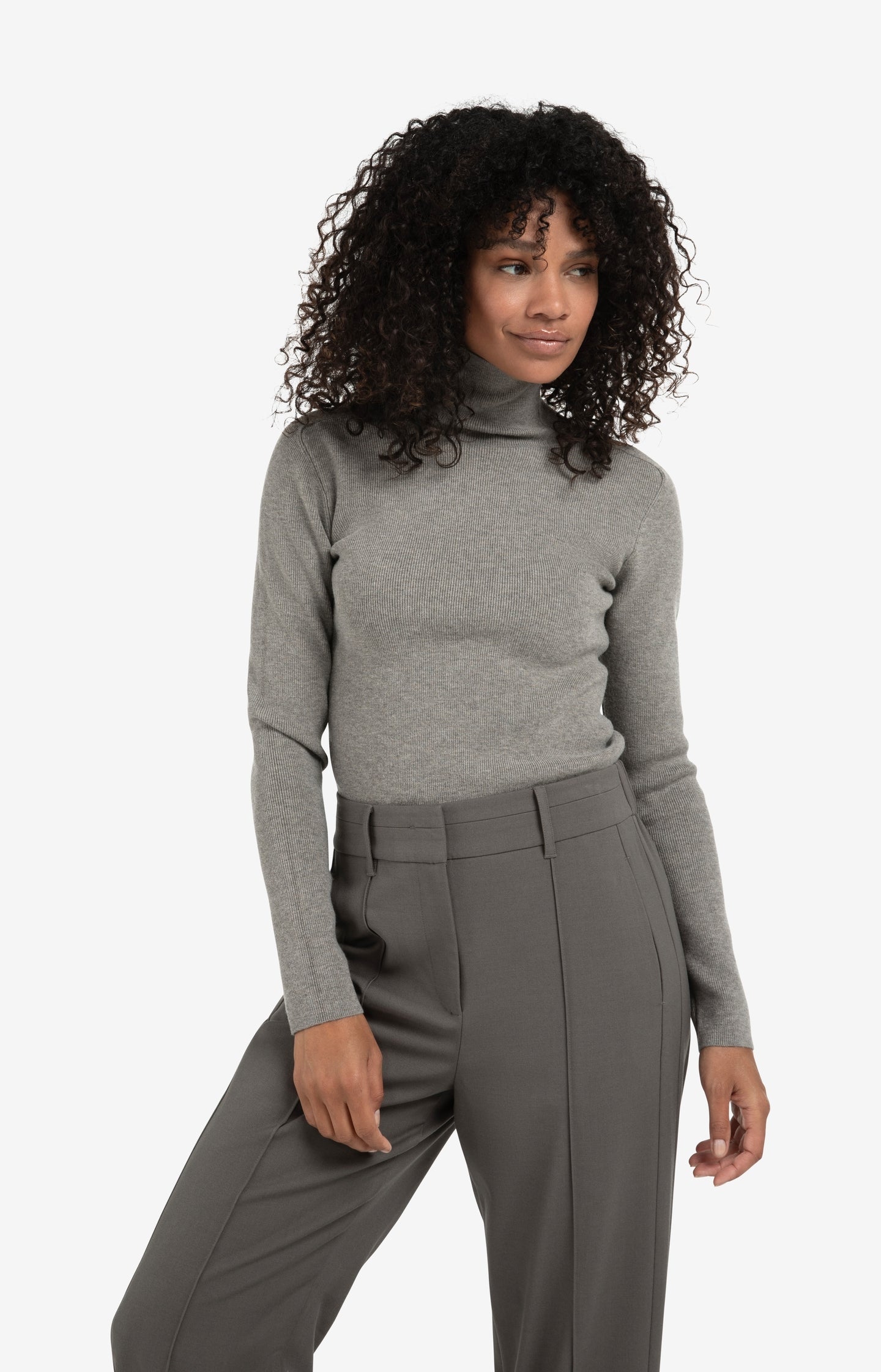 Fitted ribbed top with turtleneck - Type: lookbook
