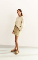 High-waist shorts with garment-dye finish
