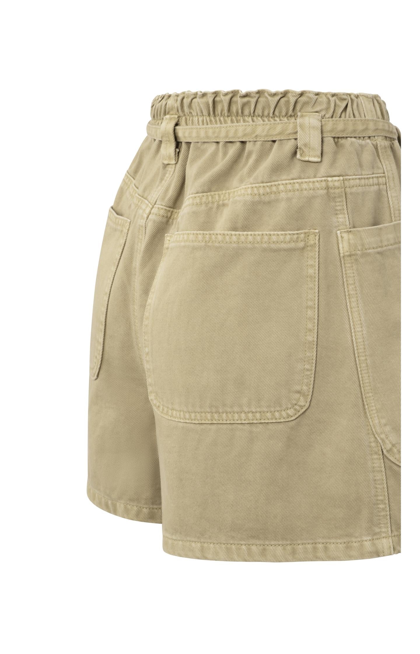 High-waist shorts with garment-dye finish