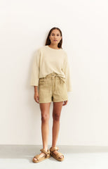High-waist shorts with garment-dye finish - Type: lookbook