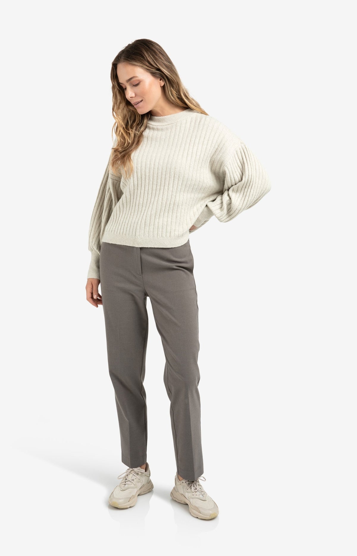 High waist trousers with double waistband - Type: lookbook