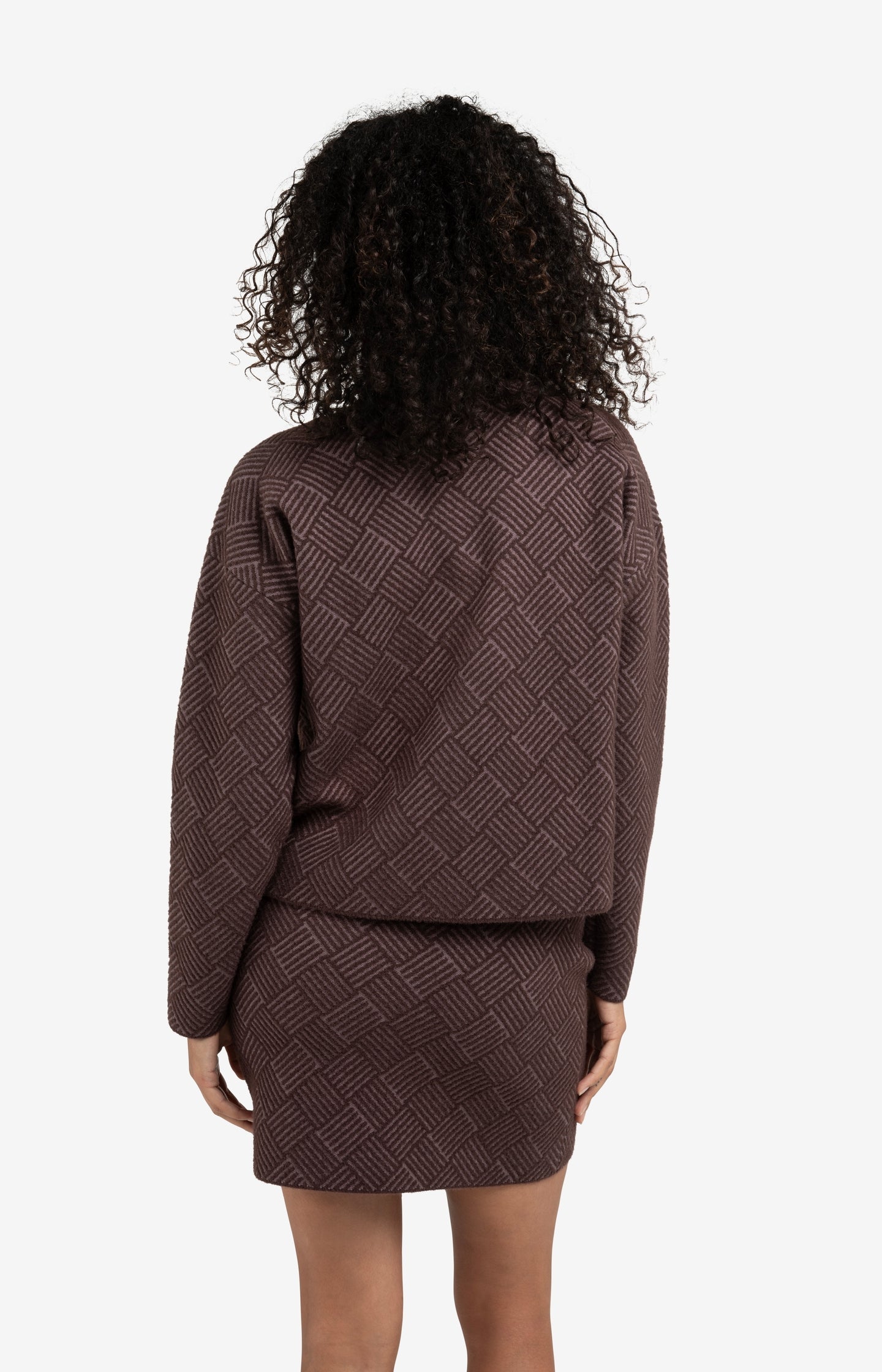 Jacquard sweater with long sleeves and stand-up collar