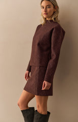 Jacquard sweater with long sleeves and stand-up collar