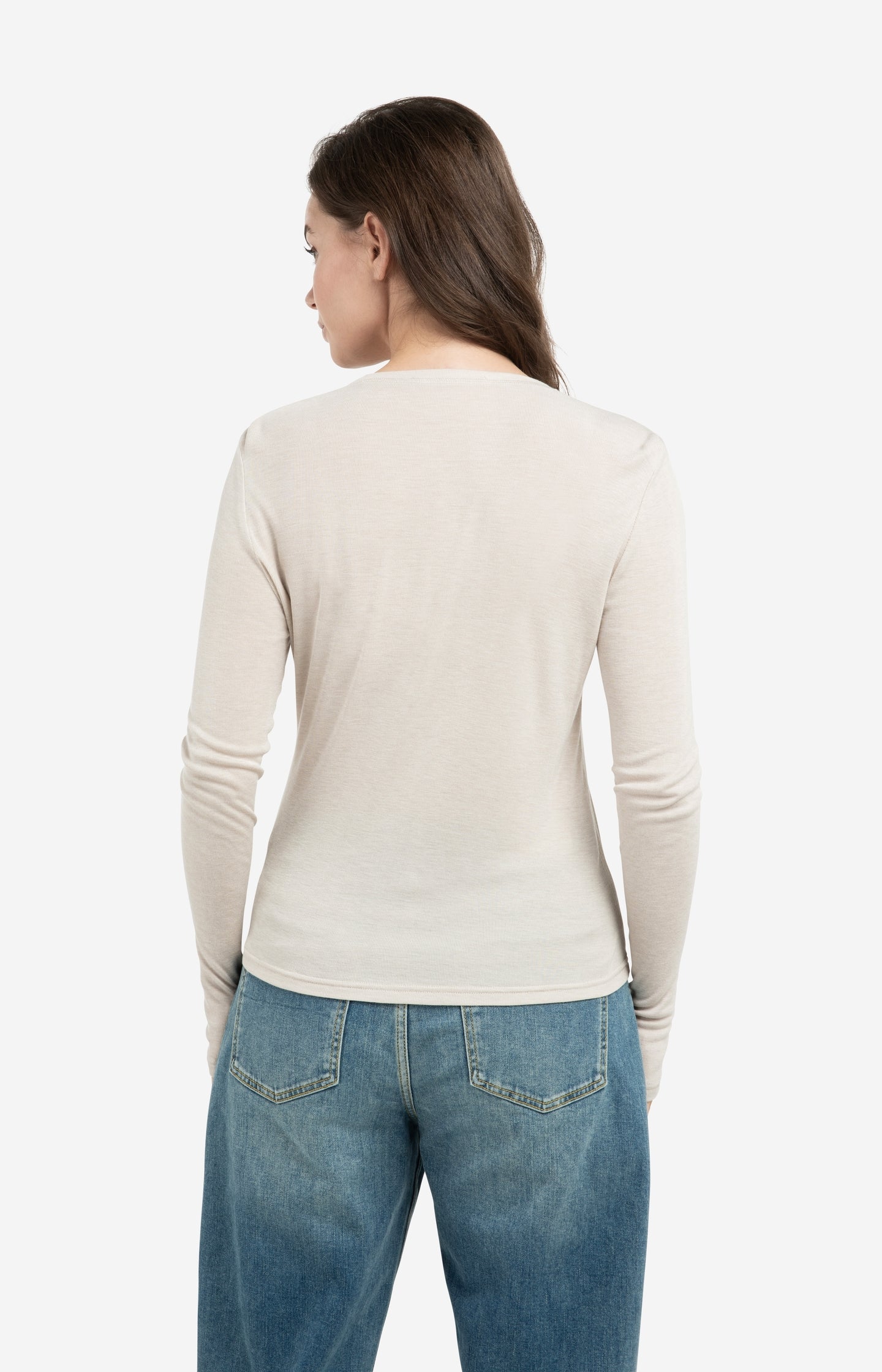 Jersey cardigan with long sleeves and fine buttons