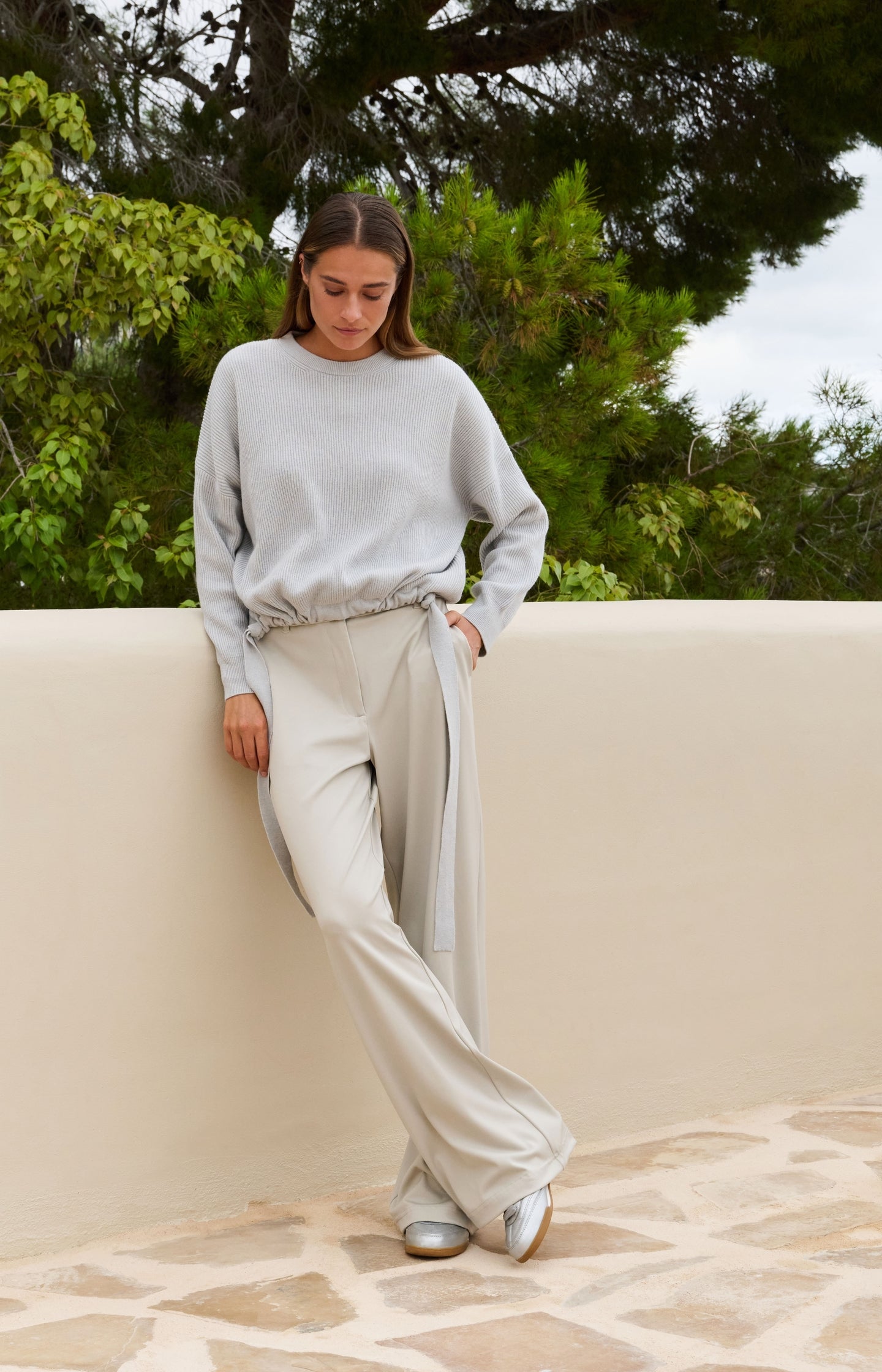 Jersey trousers with elastic waistband and wide legs - Type: lookbook