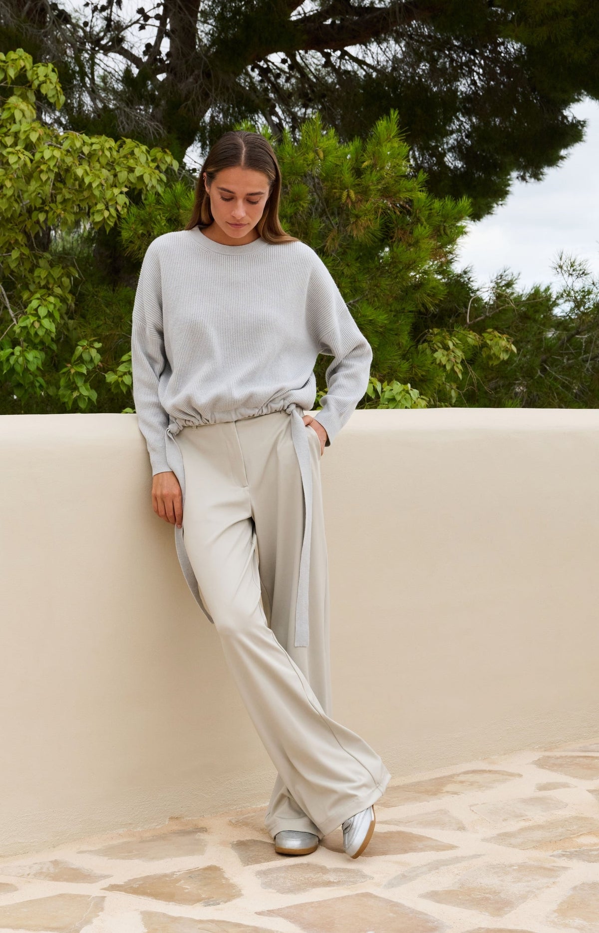 Jersey trousers with elastic waistband and wide legs - Type: lookbook
