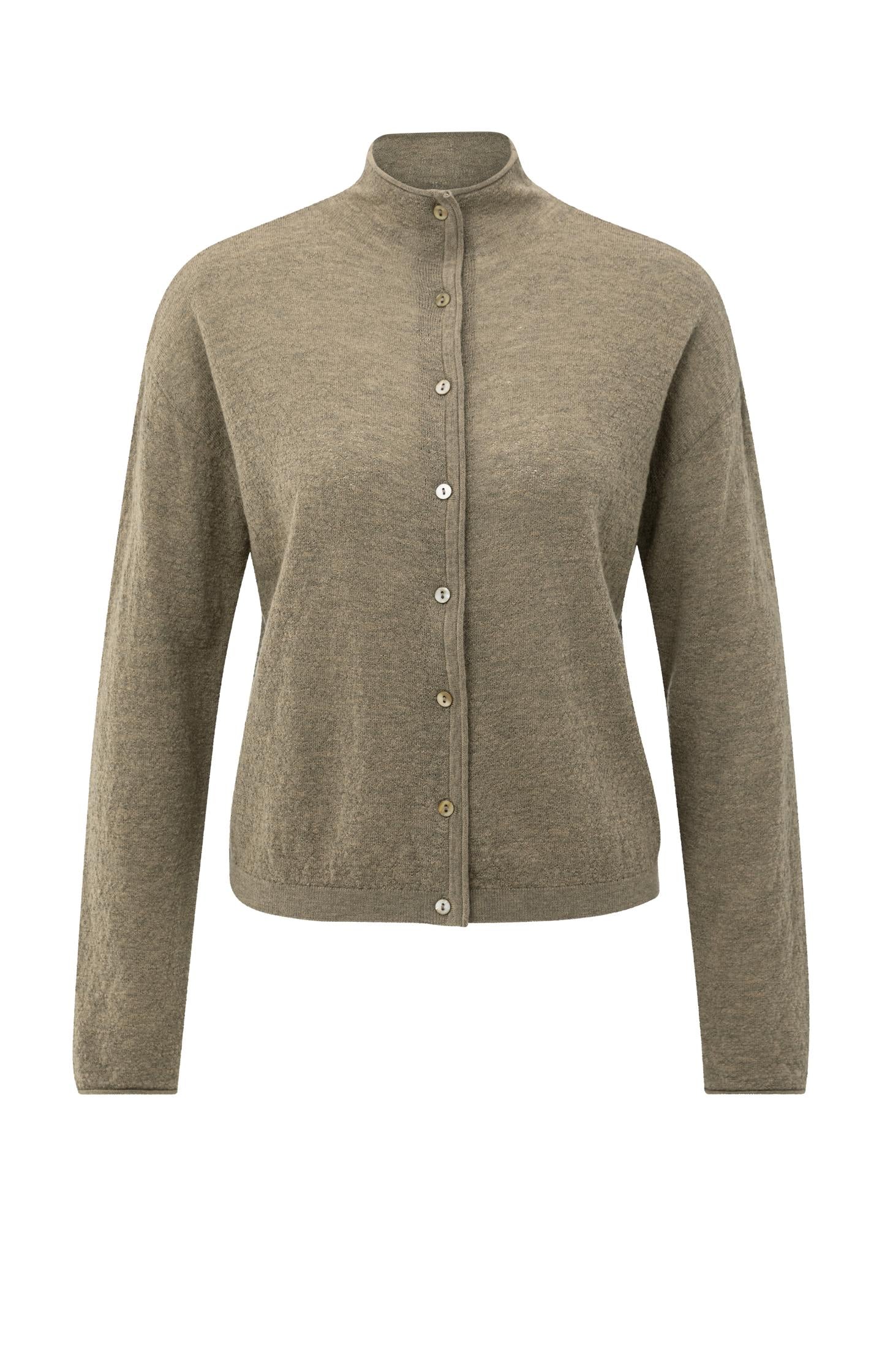 Knitted cardigan with high neckline and button closure - Type: product