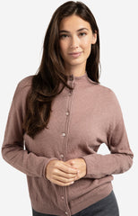 Knitted cardigan with high neckline and button closure