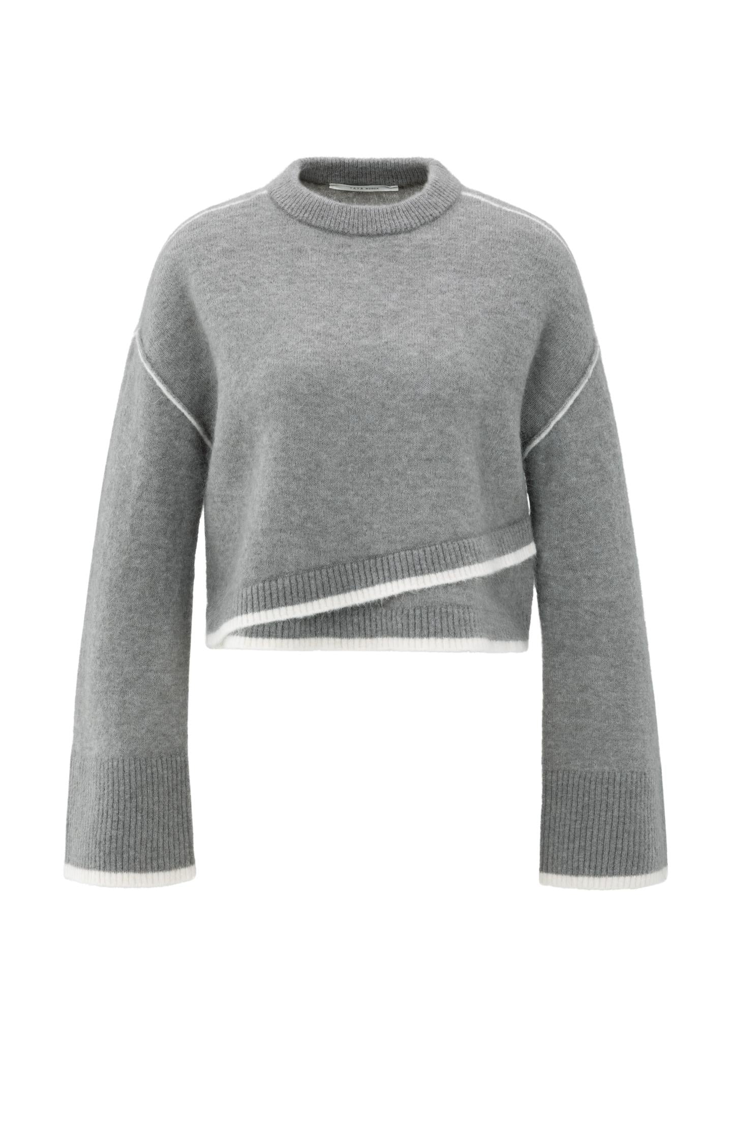 Knitted sweater with contrasting lines - Type: product