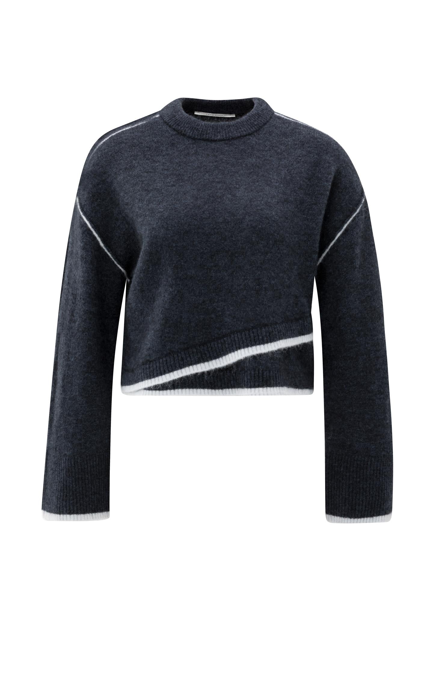 Knitted sweater with contrasting lines - Type: product