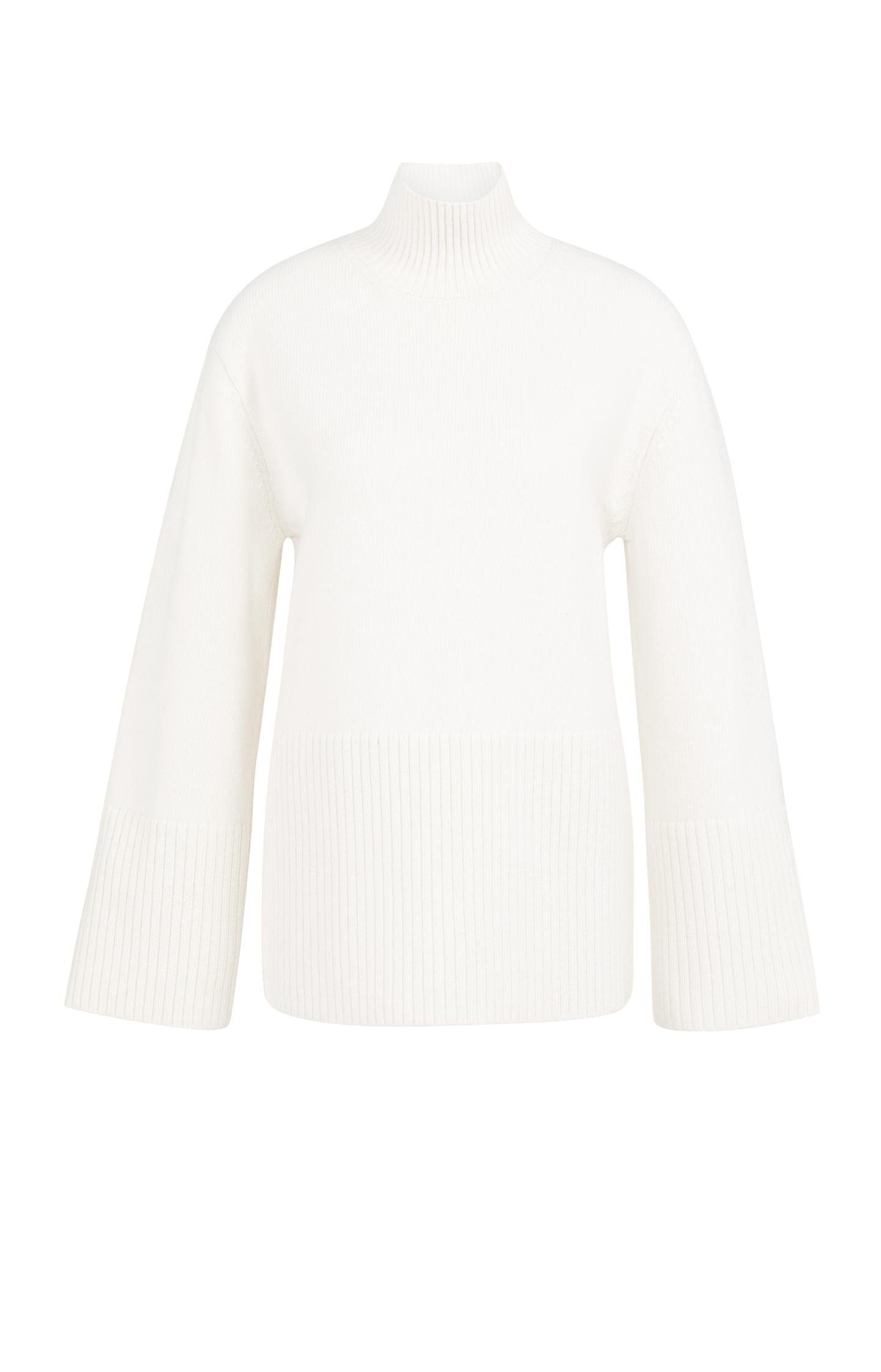 Knitted sweater with high neck and wide rib trims - Type: product