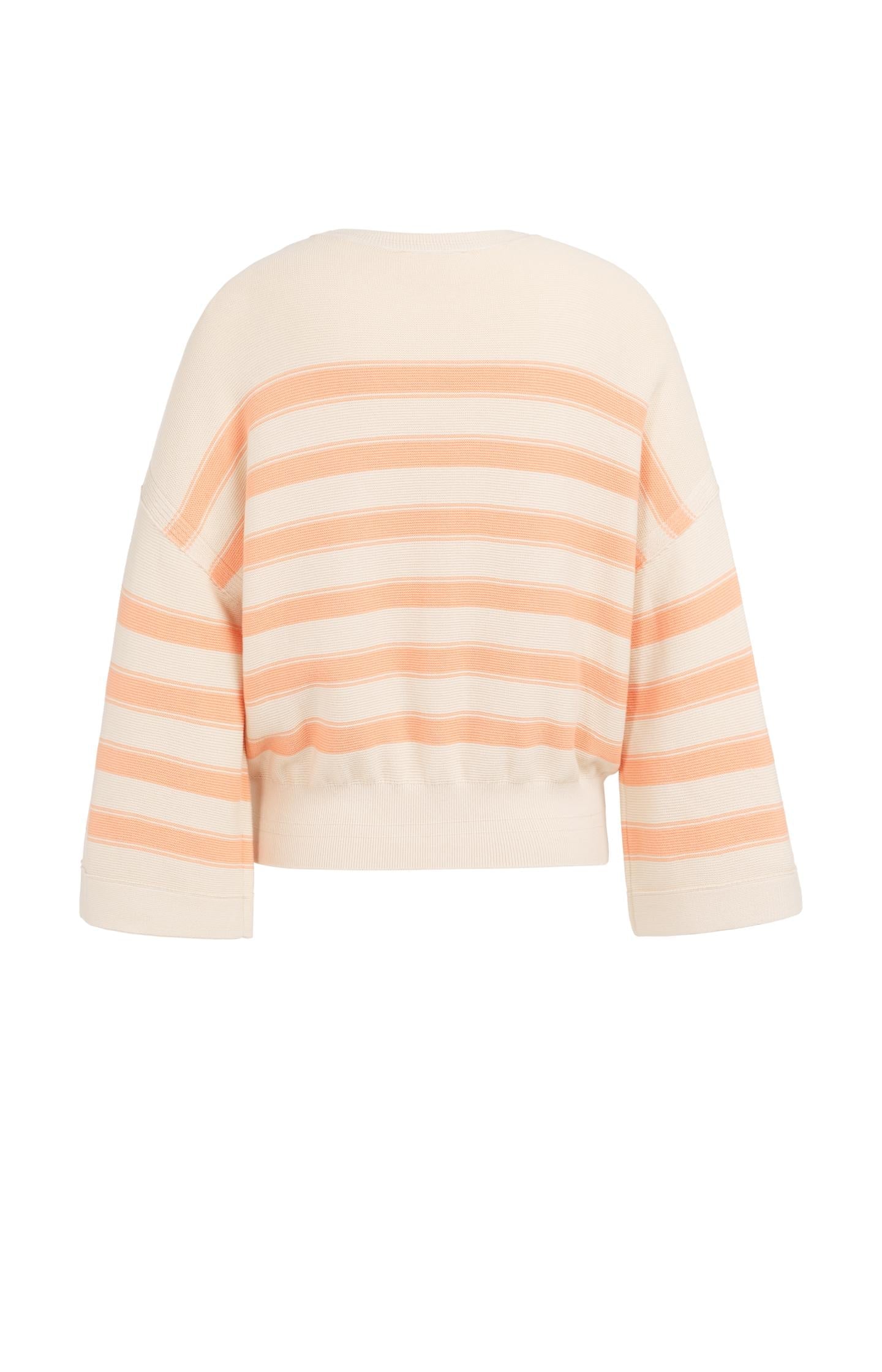Knitted sweater with stripes and wide sleeves