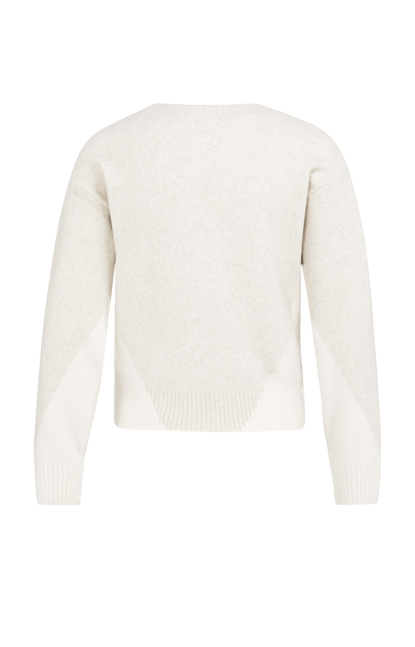 Knitted sweater with V-neck and colorblock effect