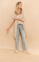Long cardigan with cable-knit gilet layer - Type: lookbook