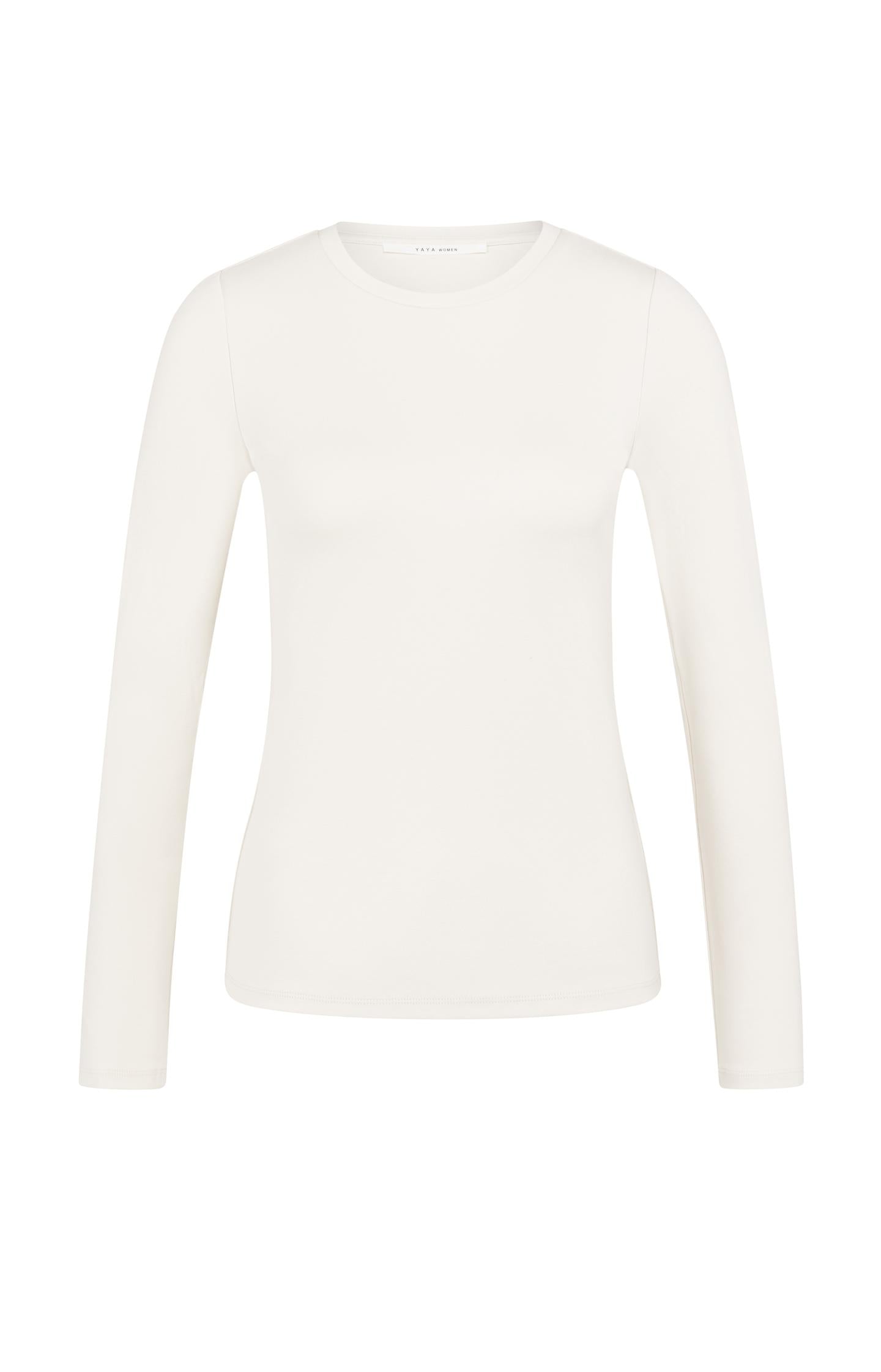 Long sleeve shirt in heavy cotton with round neckline - Type: product