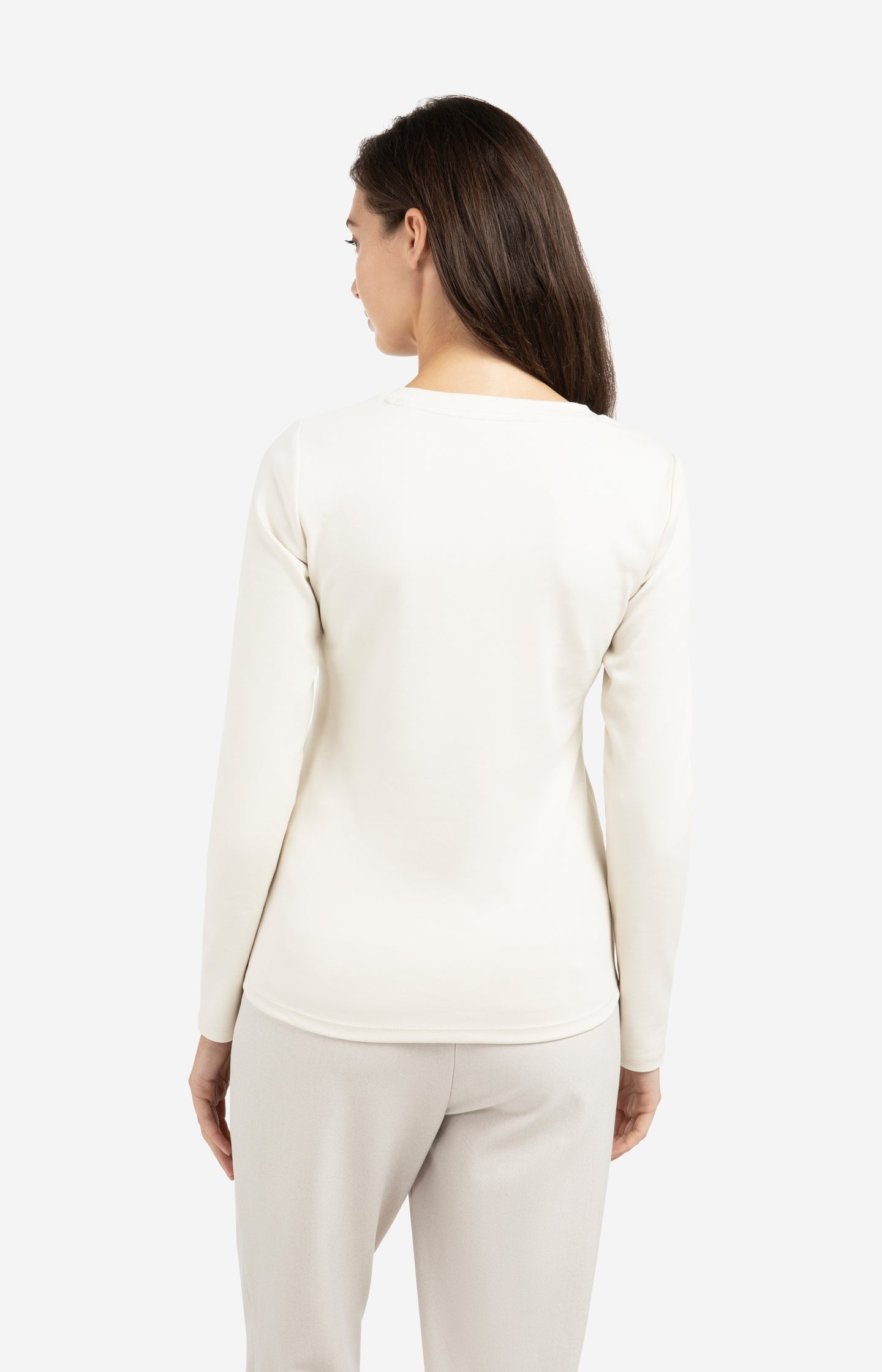 Long sleeve shirt in heavy cotton with round neckline