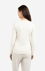 Long sleeve shirt in heavy cotton with round neckline