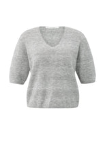 Melange knit with V-neck and button details - Type: product