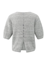 Melange knit with V-neck and button details