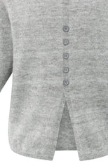 Melange knit with V-neck and button details