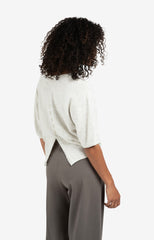 Melange knit with V-neck and button details