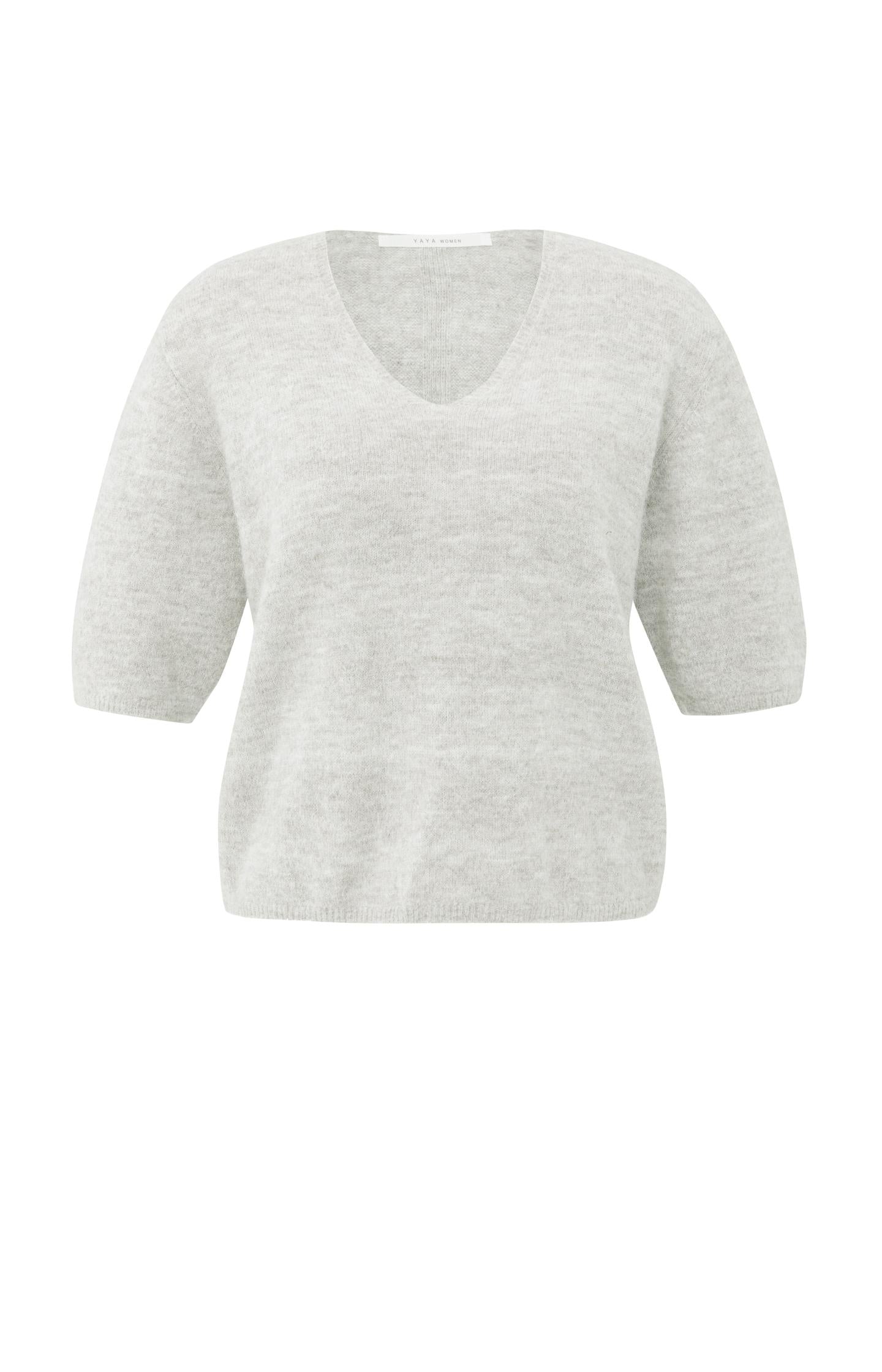 Melange knit with V-neck and button details - Type: product