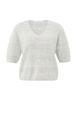 Melange knit with V-neck and button details - Type: product