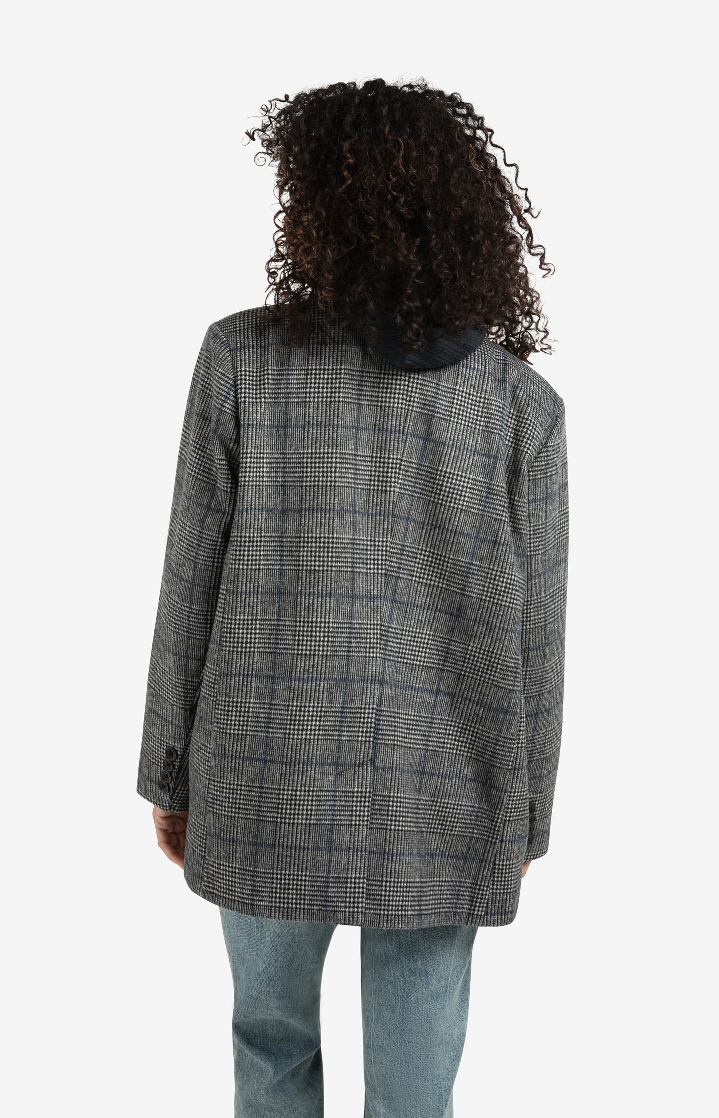 Oversized checked blazer with button closure
