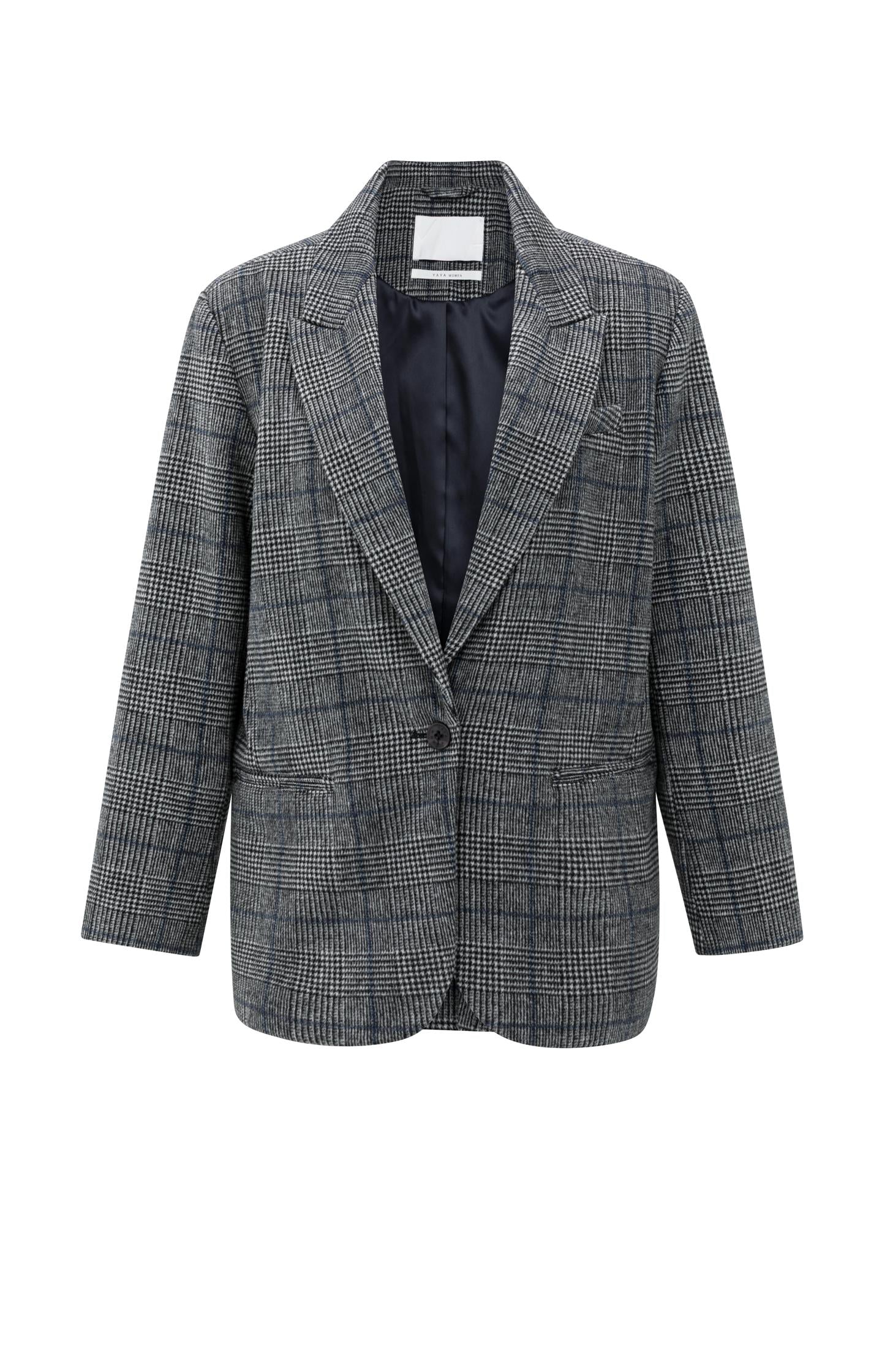 Oversized checked blazer with button closure - Type: product