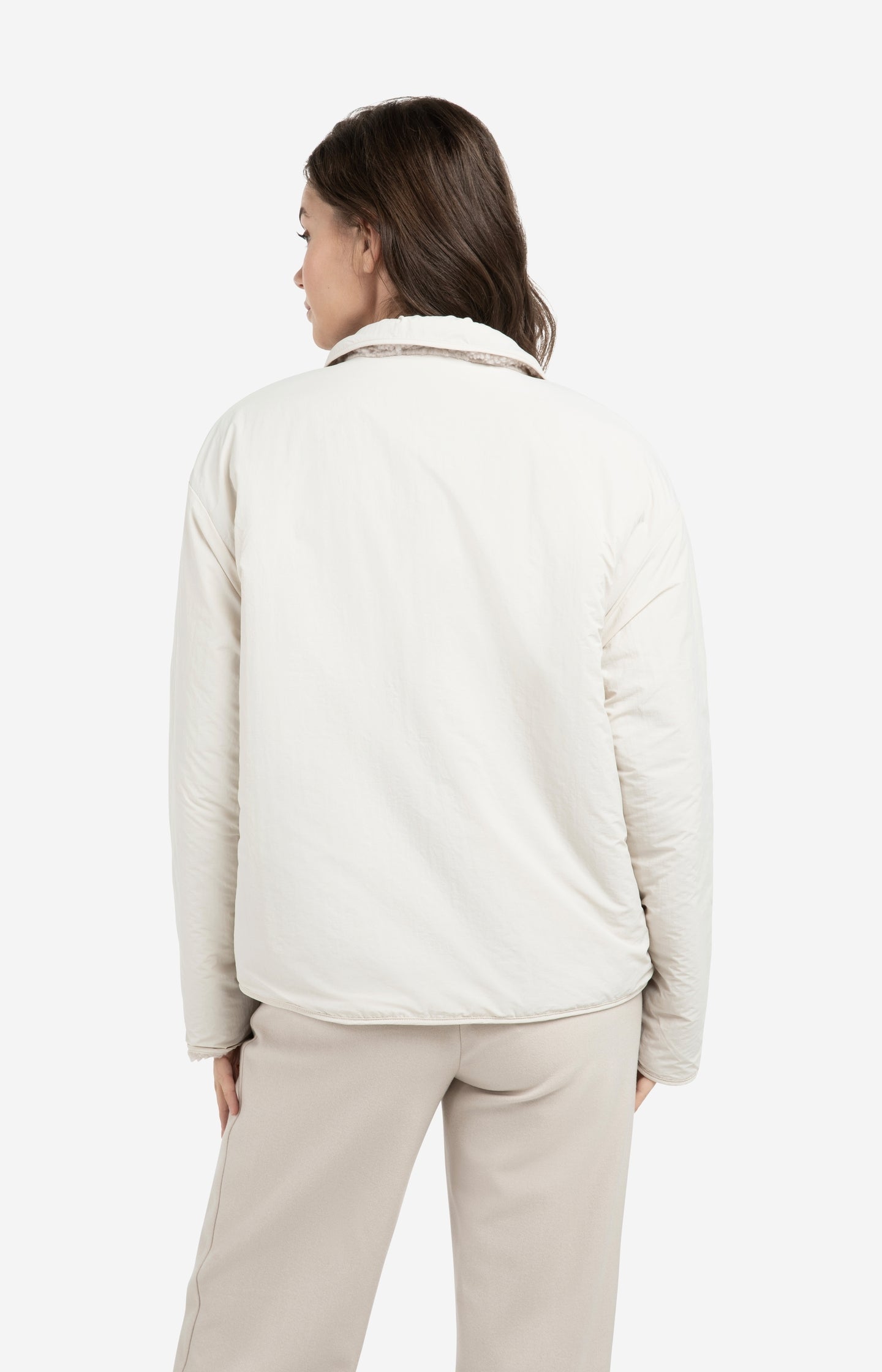 Reversible teddy jacket with nylon chest pocket