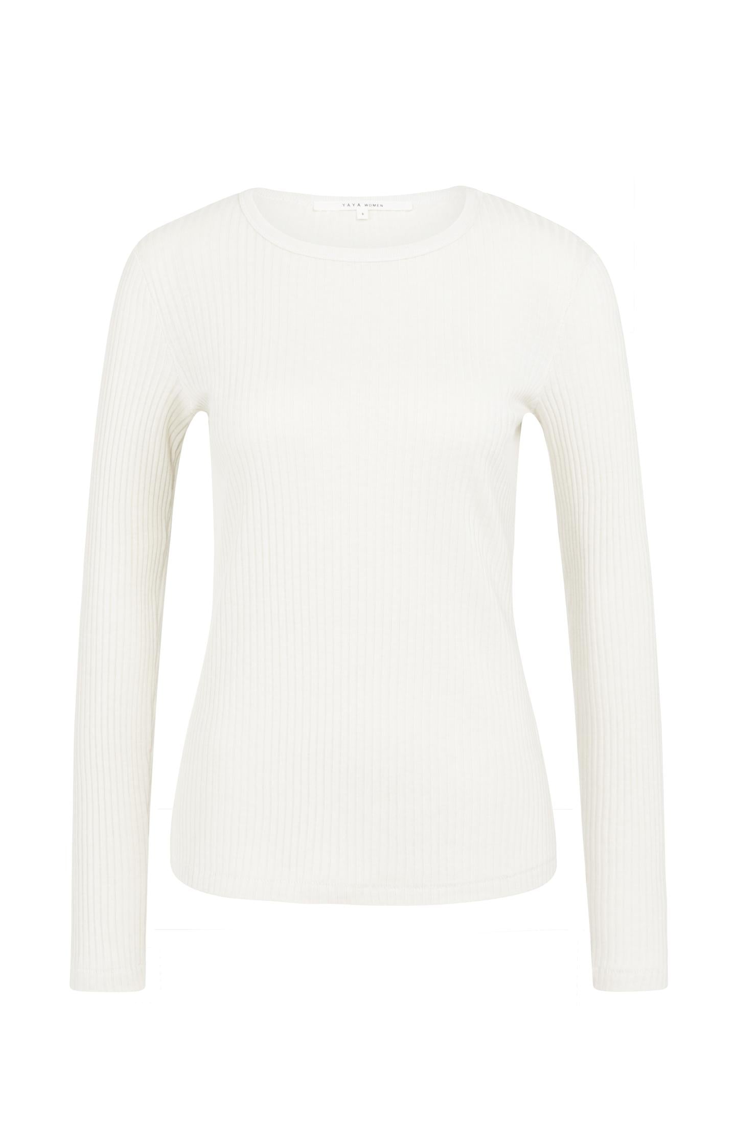 Ribbed long sleeve shirt with round neckline - Type: product