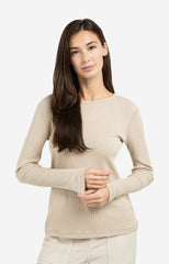 Ribbed long sleeve shirt with round neckline