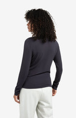 Ribbed long sleeve top with zip collar