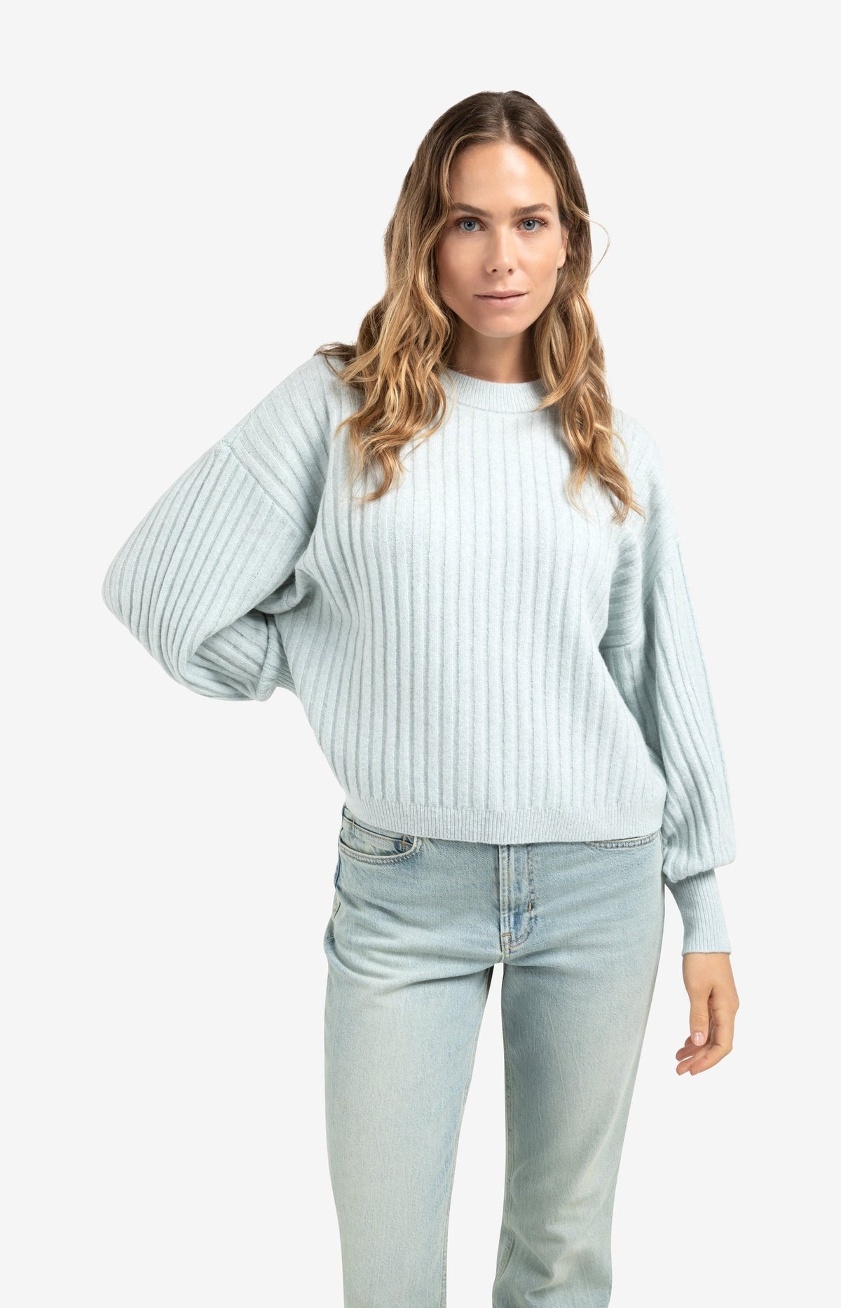 Ribbed sweater with round neck and long sleeves - Type: lookbook