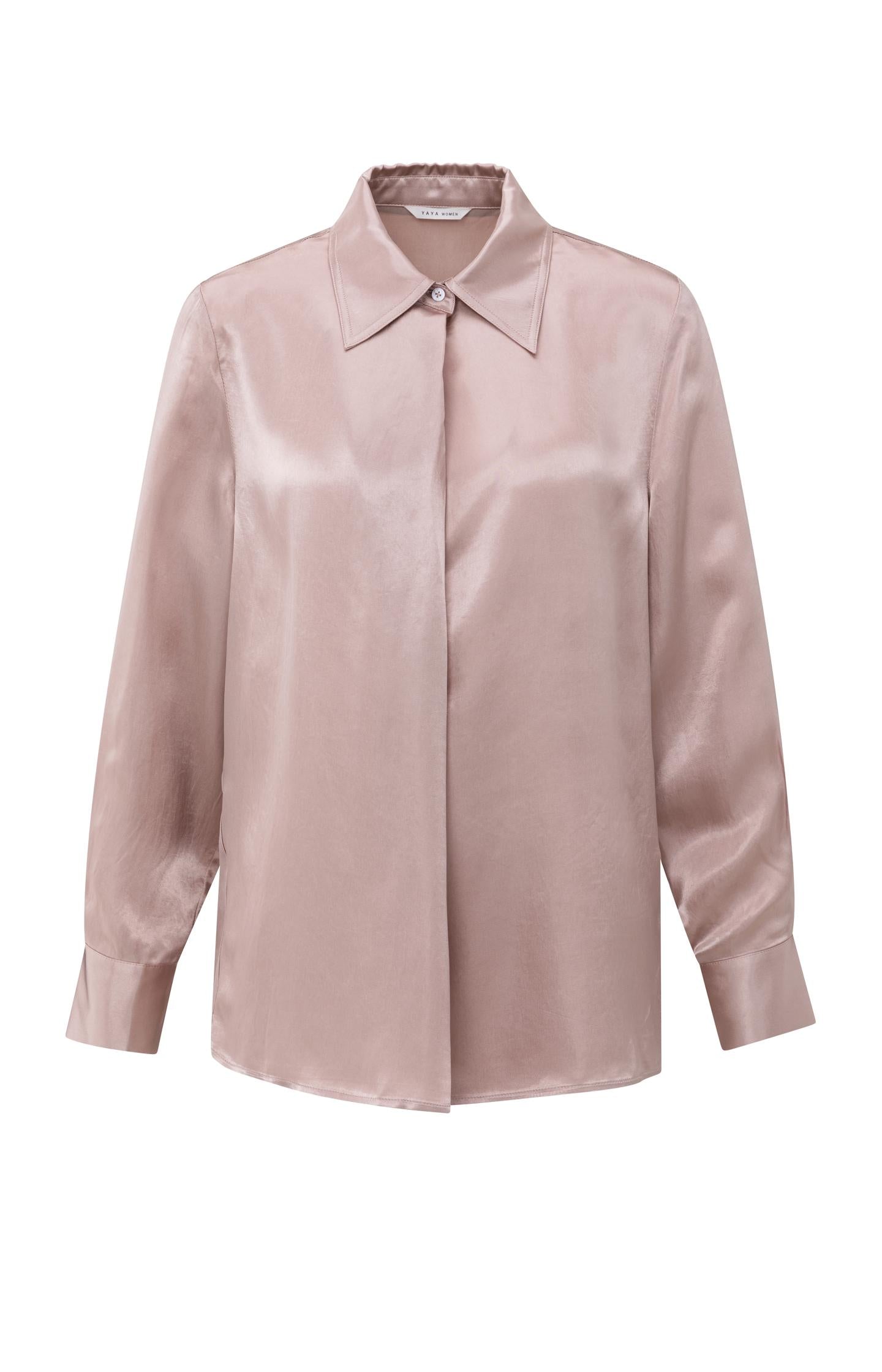 Satin blouse with classic collar and hidden closure - Type: product