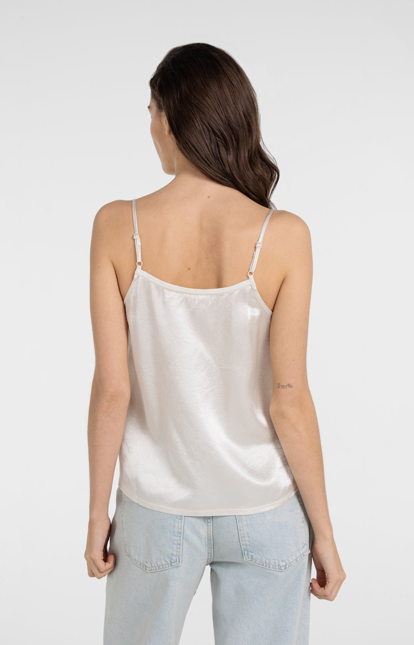 Satin singlet with sheer detail