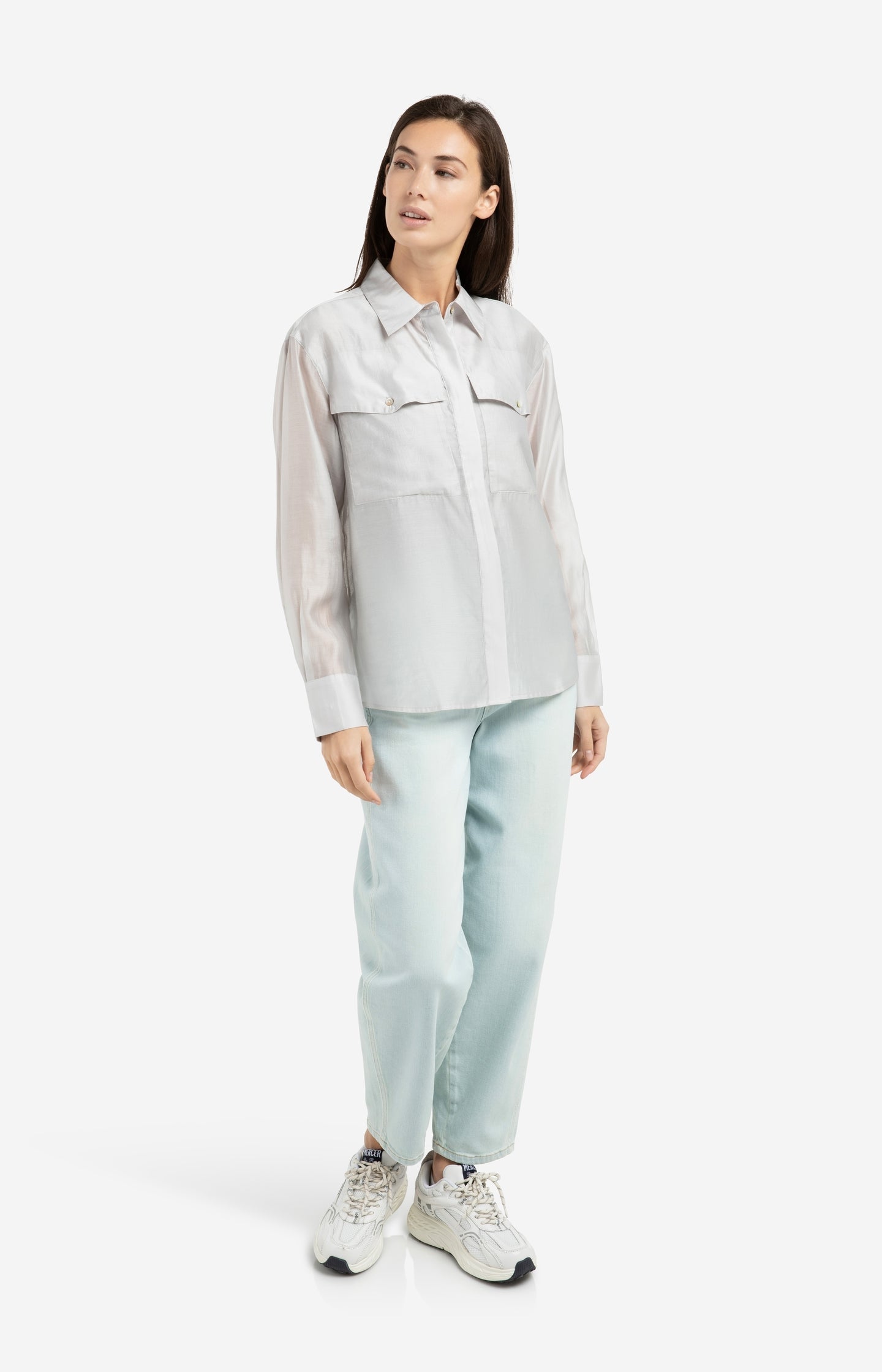 Sheer blouse with chest pockets - Type: lookbook