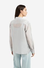 Sheer blouse with chest pockets