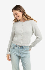 Short melange cardigan with refined trim details - Type: lookbook