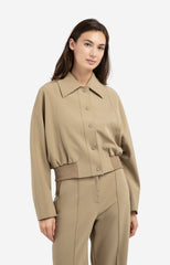 Short oversized jacket with ribbed hem