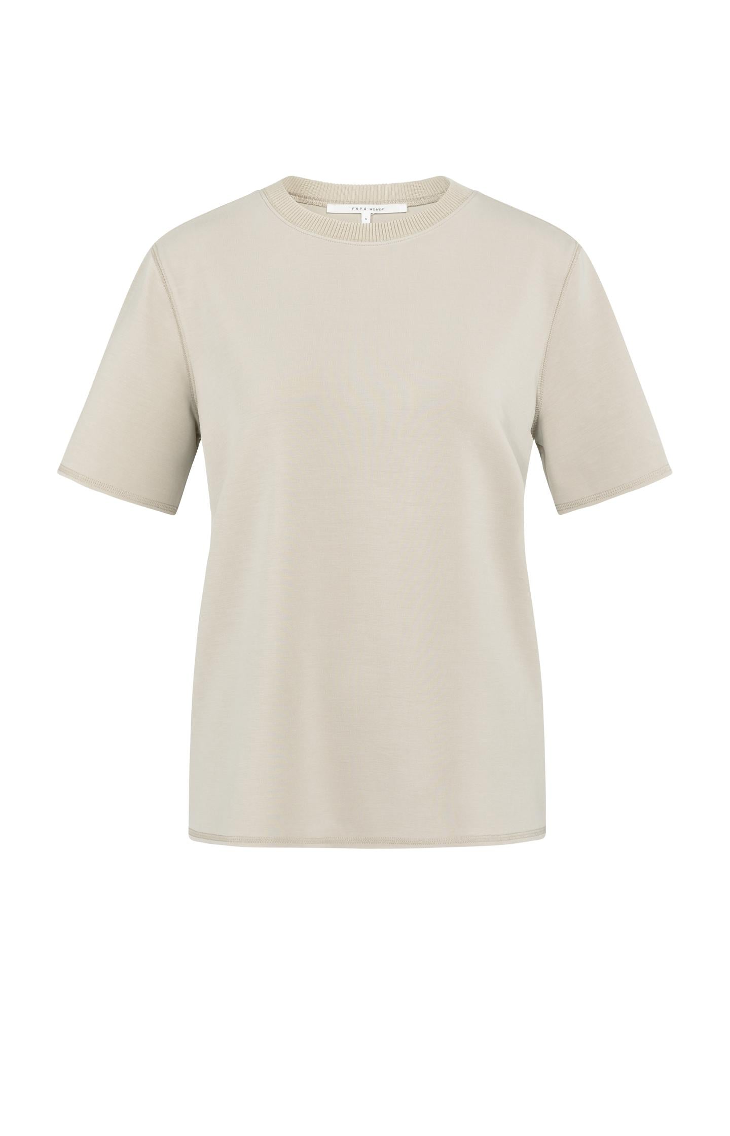 Short sleeve sweatshirt with ribbed knit neckline - Type: product