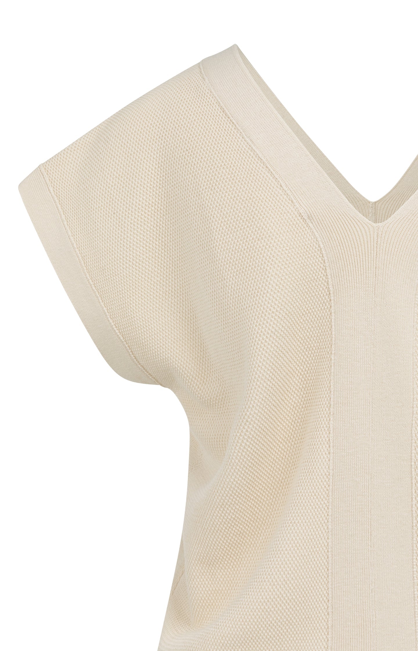 Short-sleeved sweater with double V-neck