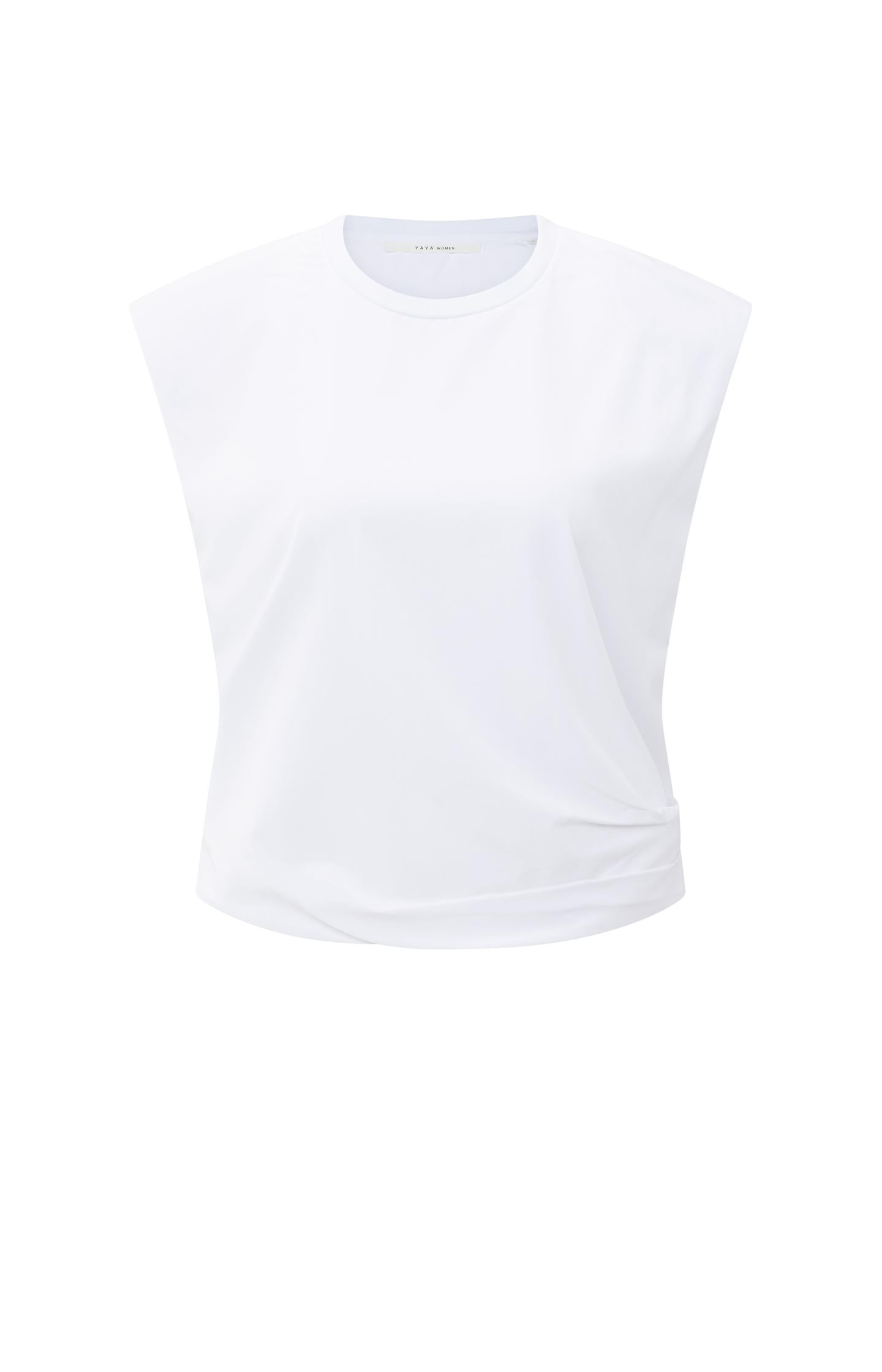 Sleeveless top with shoulder pads and pleat detail - Type: product