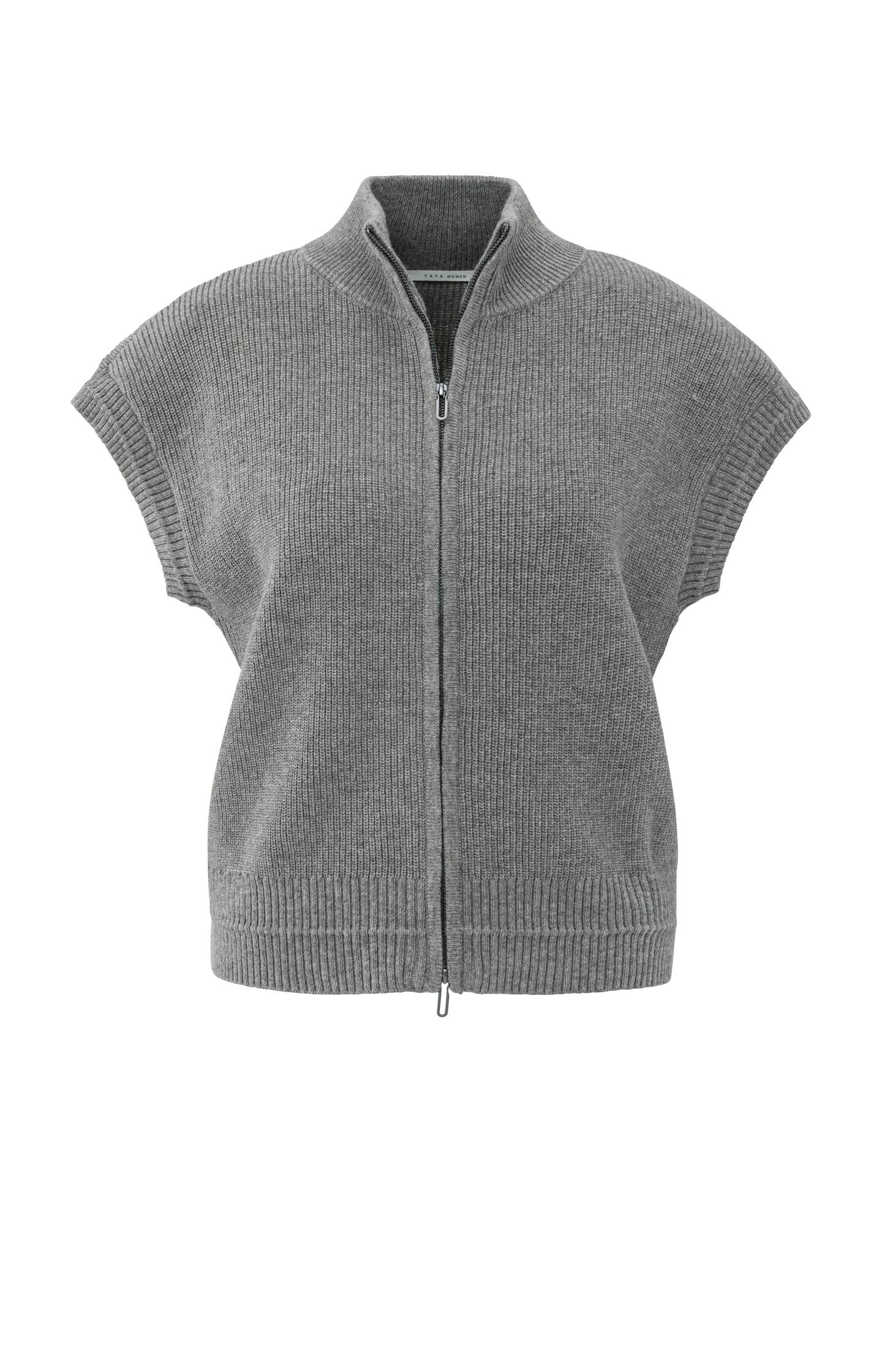 Sleeveless zip-up cardigan with stand-up collar - Type: product