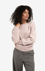 Soft sweater with V-back and tie detail