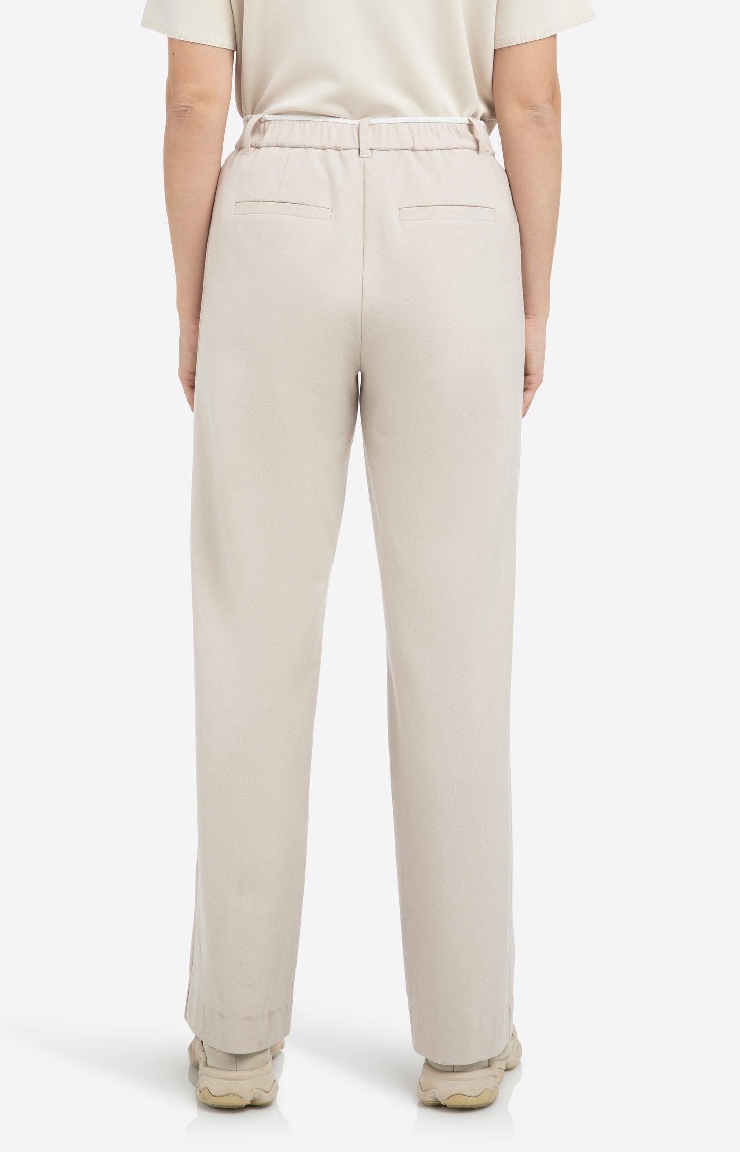 Soft woven trousers with wide legs and elastic hem