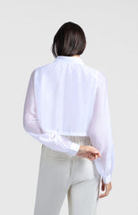 Subtle shiny blouse with double layer and sballoon sleeves