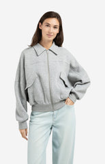 Sweat jacket with patch pockets and zip front closure - Type: lookbook