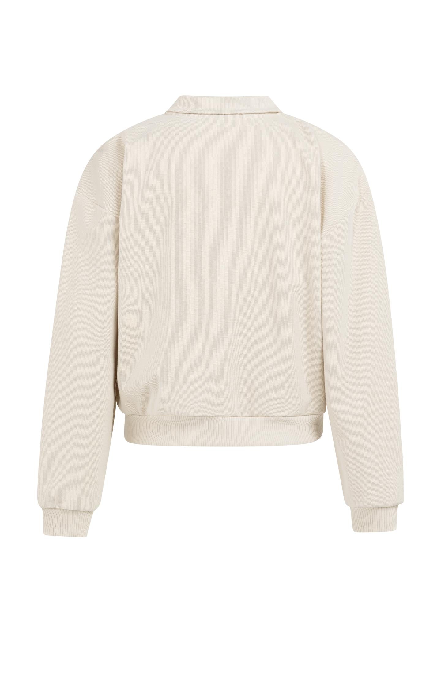 Sweater with half zipper and double collar