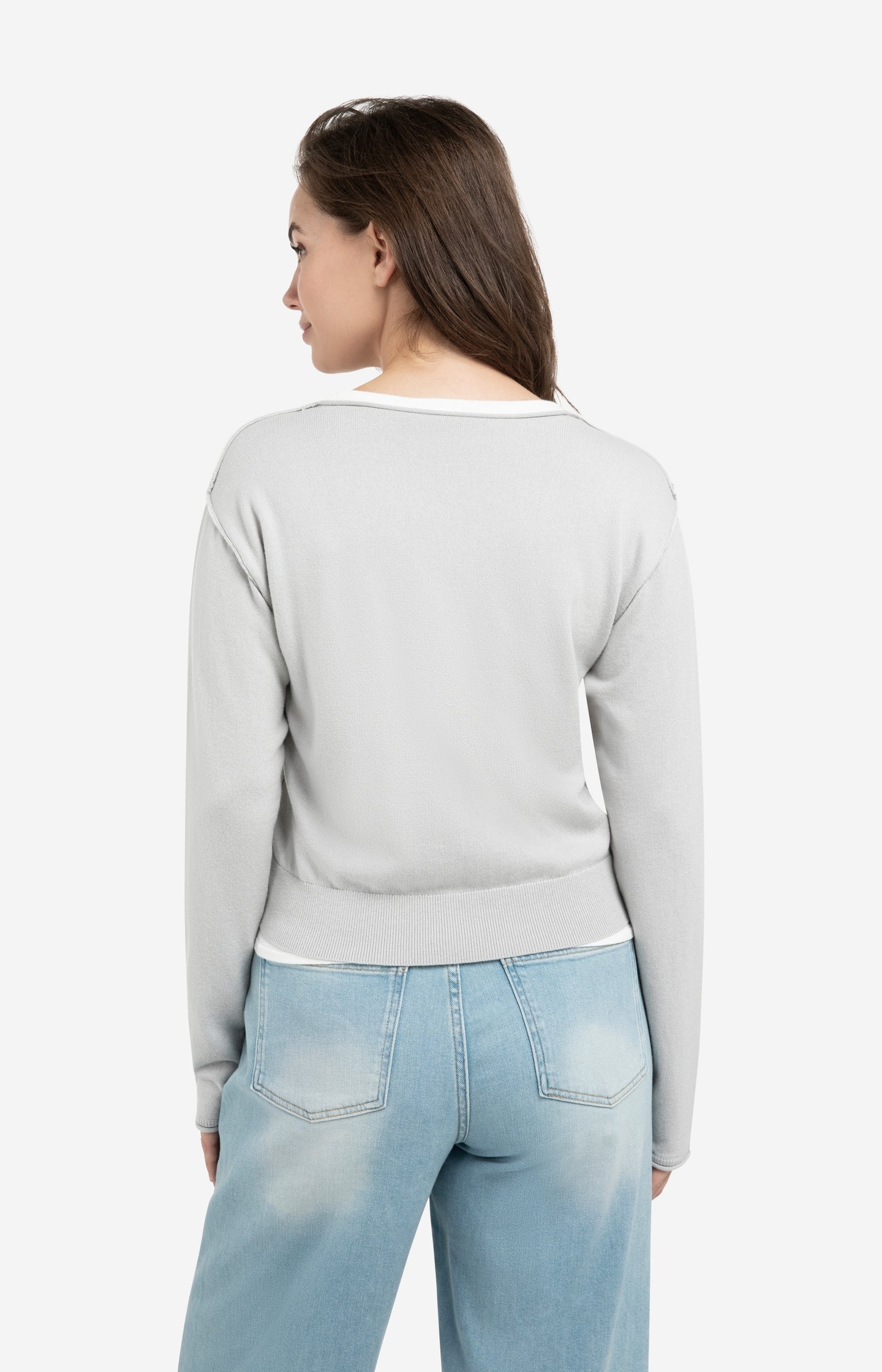 Sweater with layered look and contrast neckline